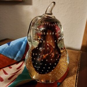 Elegant Glass Pear Sculpture
